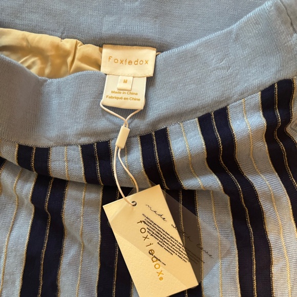 ✨ NWT FOXIEDOX for Anthropologie Striped Knit Anne Midi Skirt – Navy - Size M - Picture 7 of 9